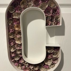 Handmade letter C with book roses